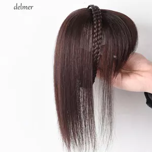DELMER Braid Headband Bangs Phụ Kiện Tóc Nâu Fasion Tất Cả Trận Đấu Tự Nhiên Mềm Mại Hợp Thời Trang Mũ Vô Hình Hàng Ngày Chịu Nhiệt Tóc Giả