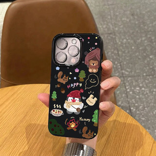 Dopamine Bowknot Star Tree Lẩu Gấu Dễ Thương Puppy Penguin Cover Tương Thích Cho IPhone 11 17 16 15 13 14 12 Pro Max