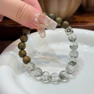 Mới Phong Cách Trung Quốc Jiangnan Sương Mù Mưa Đính Hạt Xanh Tự Nhiên Gỗ Đàn Hương Vòng Tay Nữ Niche Vòng Tay Quà Tặng Bạn Bè Xanh Ma