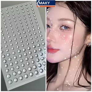 MAKY 3 / 4 / 5 / 6mm 3D Kim Cương Giả Mắt Trang Điểm Hình Xăm Tạm Thời Tự Dính Nước Trong Suốt Thả Stiers Lễ Hội Sân Khấu Trang Trí Nghệ Thuật Cơ Thể VN