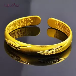 AqToCna Phong Cách Mới Internet Người Nổi Tiếng Phát Sóng Trực Tiếp Trái Tim Cổ Kinh Vòng Tay Vàng Cát Phiên Bản Nữ Vàng Mở Một Lá Rồng Và AqToCna