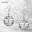 AqToCna 1 Đôi 70 Màu Bạc Sáng Bóng Disco Bóng Tòn Ten Bông Tai Nữ Thoáng Mát Thời Trang Trang Trang Sức Retro Tròn Thả Bông Tai AqToCna