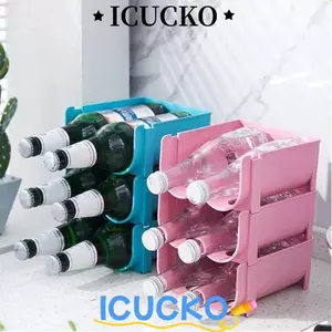 Giá đỡ lưu trữ bia Cola ICUCKO, Tủ lạnh tiết kiệm không gian có thể xếp chồng lên nhau Giá đựng đồ uống, Hộp đựng chai nhựa chống trượt chất lượng tại nhà