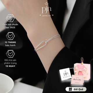 Vòng Tay Bạc Nữ S925 PJN Lắc Tay Thắt Nút Dây Gân Đơn Giản Sang Trọng Phong Cách Hàn Quốc Dành Cho Nữ VT17