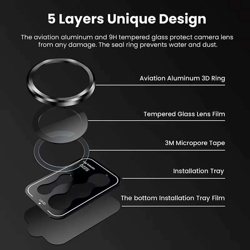 Dành Cho Samsung Galaxy S24 S24Ultra S24Plus Mặt Sau Điện Thoại Bảo Vệ Camera Cho Samsung Galaxy S24 Ultra Plus Hợp Kim Nhôm Ống Kính Máy Ảnh Vòng Nắp Kính Cường Lực Ống Kính