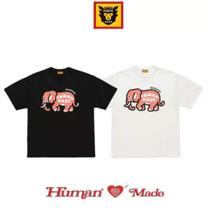 Áo thun ngắn tay in hình con voi màu hồng HU MAN Mềm cao cấp mới dáng rộng hàng đầu Unisex