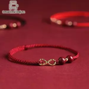Tweeduj Thời Trang Đơn Giản Luy Vòng Tay Dành Cho Nữ Handmade Bện Vô Cực Biểu Tượng Cặp Đôi Vòng Tay Cinnabar Hạt Vòng Tay Quà Tặng VN