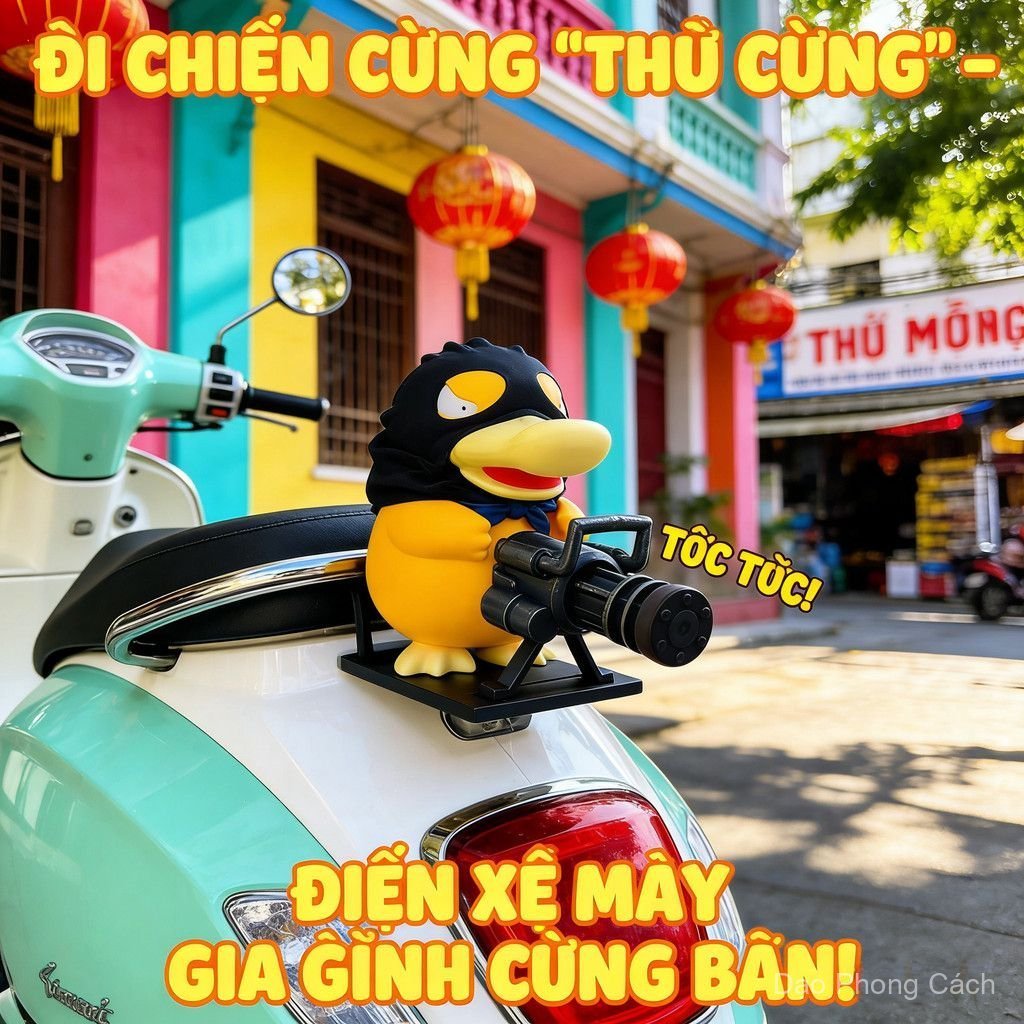 Trang trí đầu xe máy độc lạ, mô hình Pokemon Psyduck Gatling, hàng đẹp, dễ gắn, kèm phụ kiện