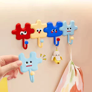 Mới Hoạt Hình Dễ Thương Xếp Hình Dính Móc Không Khoan Móc Treo Tường Hạng Nặng Tự Dính Móc Treo