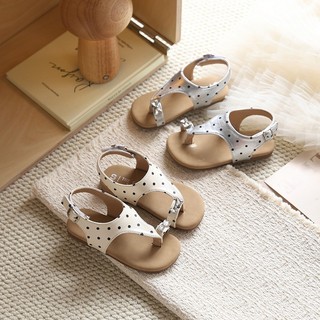 Bé Gái Chấm Bi T-Strap Sandal Có Nơ Kim Cương Đế Mềm Chống Trơn Trượt Trẻ Em Giày Đi Biển Mùa Hè Trẻ Em Xăng đan Công Chúa Size 23-34