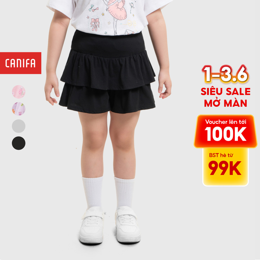 Quần váy bé gái CANIFA chất cotton USA thiết kế tầng bèo chuẩn mềm mịn OEKO-TEX 1BS26S008