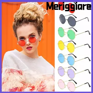 Kính râm tròn MERIGGIARE Nam Nữ Hippie Đảng Kính tròn