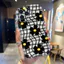 Ốp lưng tương thích cho iPhone 17 Air 16 15 14 13 12 11 Pro X XR XS Max SE 2020 6 7 8 Plus Kem gợn sóng viền cong Motif Hoa đen NYK213
