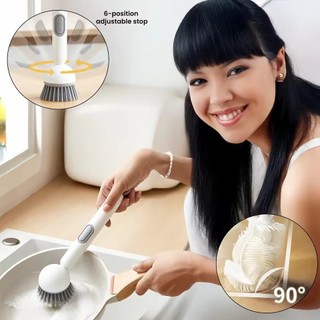 Loại báo chí mới Bàn chải phân phối chất lỏng Bàn chải chà sàn nhà bếp xoay 360 độ có lông mềm
