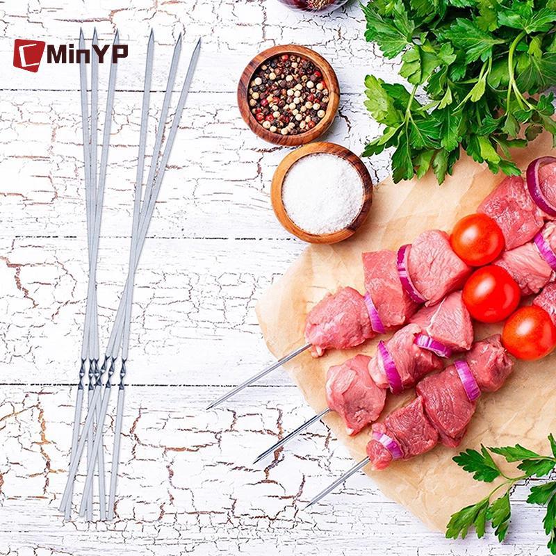 CMinYP 50 Chiếc Thép Không Gỉ Thịt Nướng Xiên BBQ Có Thể Tái Sử Dụng Kebab Iron Sti Cho Cắm Trại Ngoài Trời Dã Ngoại Dụng Cụ Nấu Ăn Glory