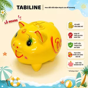 Heo đất ống tiết kiệm tiền lỗ ngang size to chữ lộc may mắn LD04 - TABILINE