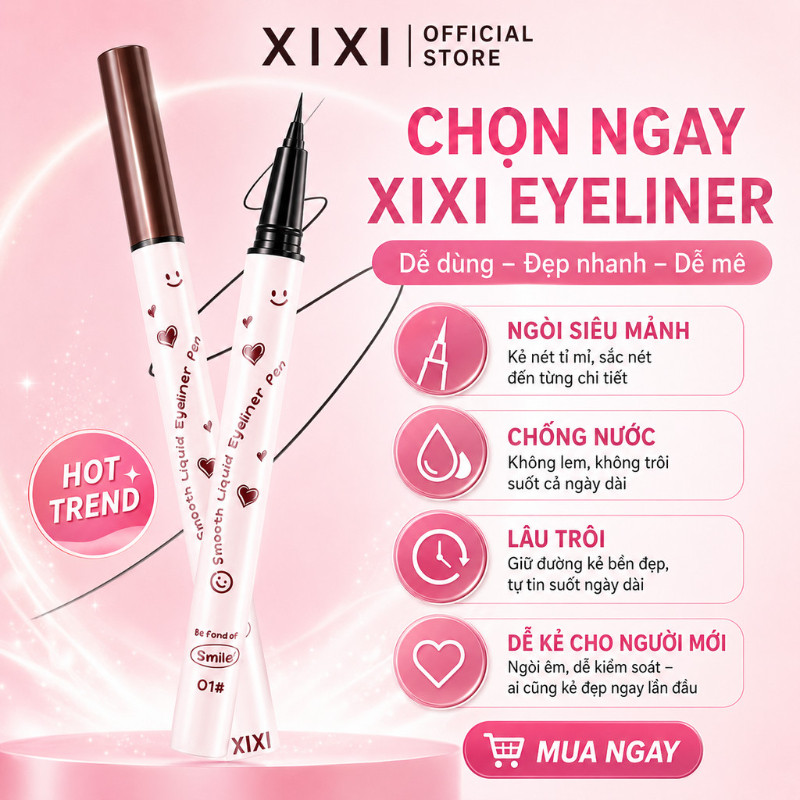 XIXI Bút Kẻ Mắt Nước Cho Người Mới, Ngòi Mảnh Dễ Kẻ, Chống Nước Lâu Trôi Không Lem D608