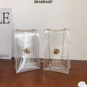 Túi đeo vai trong suốt BRARAA, Dây đeo vai Túi điện thoại PVC, Túi đeo chéo hợp kim có khóa chất lượng cao thông thường dành cho nữ