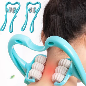 Máy mát xa con lăn sáu gót mới Hướng dẫn sử dụng Máy mát xa vai cổ Máy mát xa Trapezius để giảm đau thắt lưng cổ