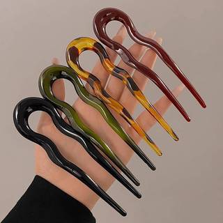 HWETR Vintage Hình Chữ U Nĩa Tóc Cho Nữ Cô Gái Hình Học Rùa Acetate Kẹp Tóc Mũ Thời Trang Tóc Sti Phụ Kiện Tóc