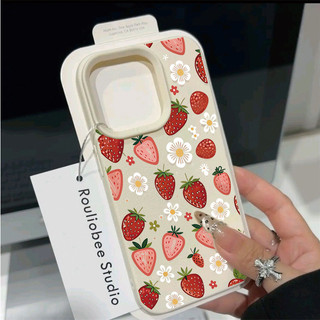 Ốp Lưng Cho OPPO A6 A5 A3 Pro A6C A6X A3X A5X Reno 15 13 14 12 11 Pro 15F13F 12F 11F 5G Ốp Điện Thoại Di Động Hoa Văn Hoa Dâu Tây Da PU Dễ Thương Màu Kẹo Mờ