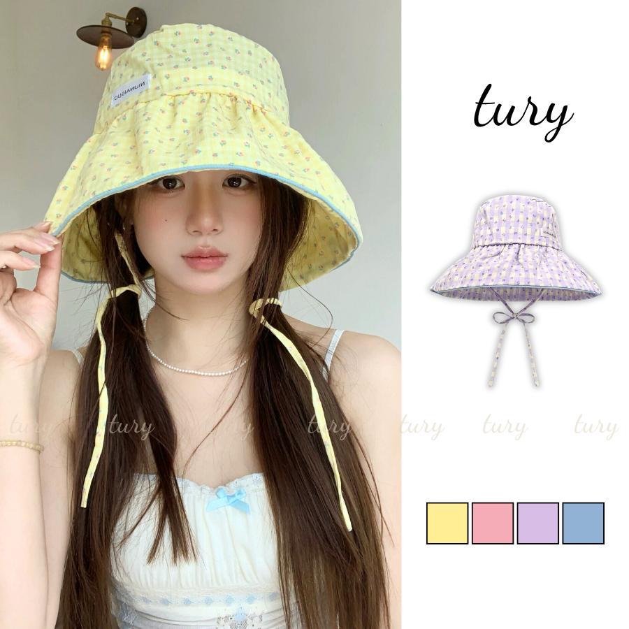 Mũ Bucket Nữ - Tury - Nón Vải Chống Nắng Họa Tiết Caro Hoa Siêu Bèo Dễ Thương - NV135