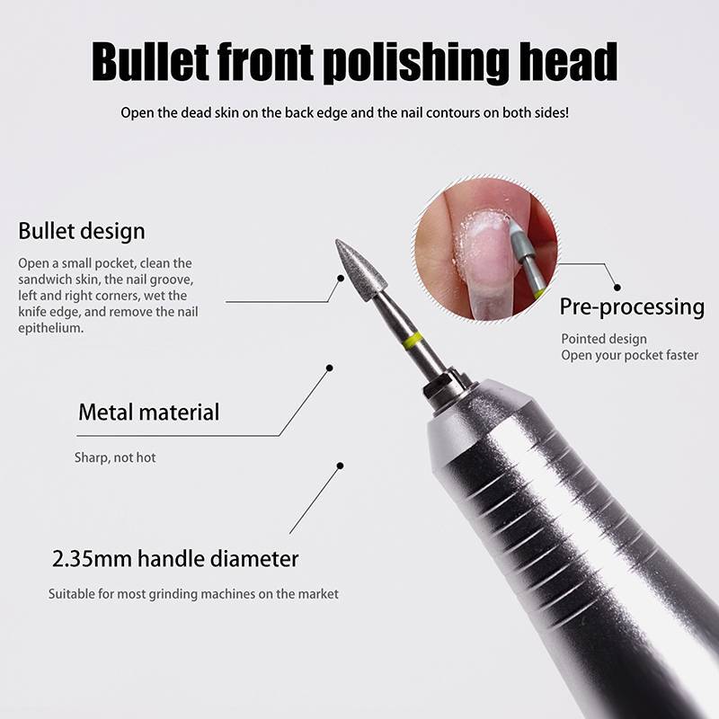 TVKR Mũi khoan móng tay 3 / 32 '' Đầu đạn Mũi móng tay Máy phay điện để làm móng tay Vòng biểu bì làm sạch Dụng cụ làm móng tay OIK