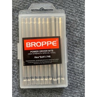 Mũi lục giác từ tính dài 100mm BROPPE | Đầu vặn ốc lục giác nam châm trợ lực thép S2 siêu bền lục giác chân 6.35