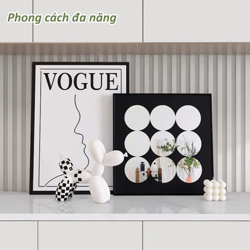 Bộ 2 Tranh Decor Vogue Đen Trắng–Để Bàn/Treo Tường,Gỗ Ép Chắc Chắn,Trang Trí Phòng Khách Phòng Ngủ