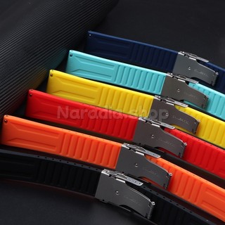 Phát hành nhanh Khóa gấp 20 / 22 / 24mm Dây đeo đồng hồ silicon bền bỉ Lặn cao su Dây đeo đồng hồ nam nữ Dây đeo cổ tay thể thao