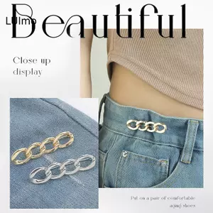 LUImo Đơn Giản Có Thể Tháo Rời Quần Kẹp Có Thể Điều Chỉnh Eo Bule Móng Tay Kim Loại Chân Nút Cho Bé Gái Quần Jean Thắt Lưng SBS