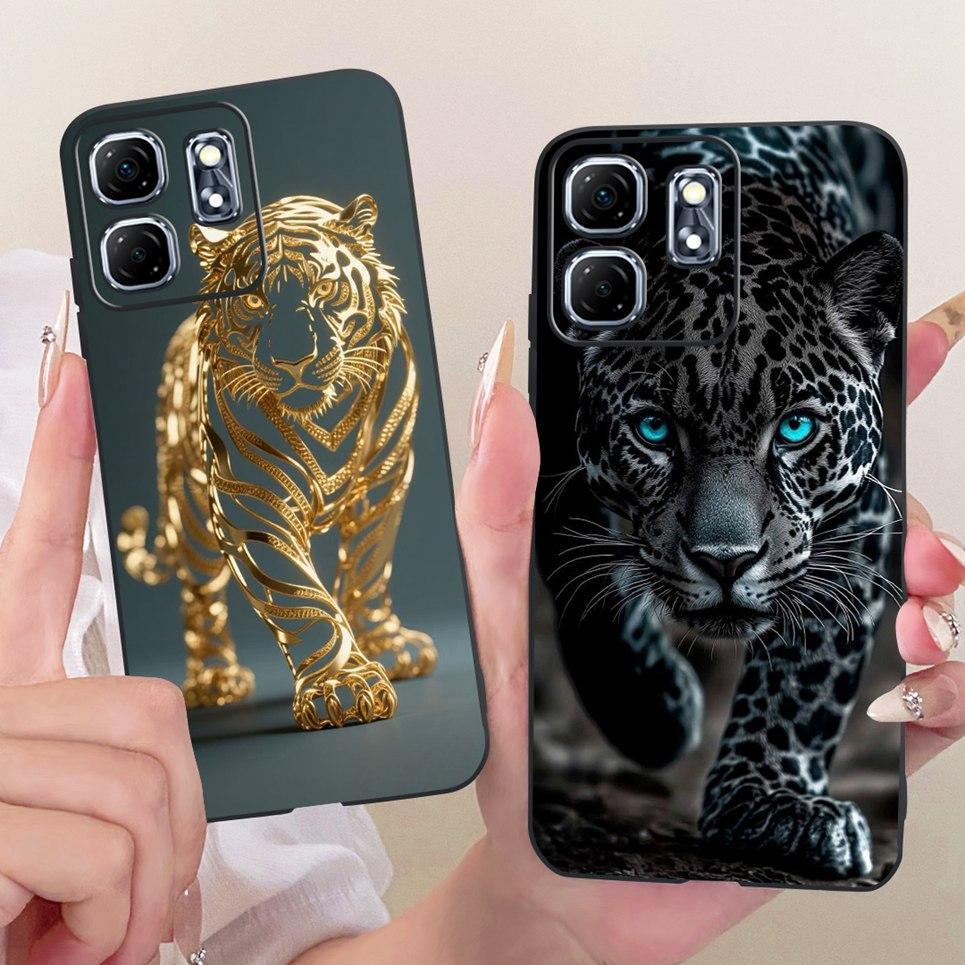 Vỏ Điện Thoại Mềm Màu Đen Cho Infinix Hot 50i 4G Smart 9 9HD Ốp Lưng Hoạt Hình Mát Mẻ Rồng Sư Tử Hổ In Ốp Lưng Silicon