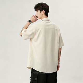 Áo sơ mi nam GKSSS tay ngắn phong cách cổ điển Nhật Bản vải lanh giả chất lượng cao trung tính