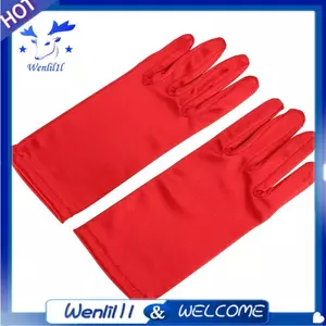Găng tay satin chống nắng ngắn dành cho nữ Găng tay biểu diễn khiêu vũ bề mặt Găng tay nghi thức Spandex Màu đỏ