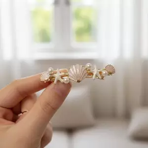 AqToCna Đại Dương Gió Bên Tóc Vỏ Sao Biển Ngọc Trai Trang Trí Cho Nữ Du Lịch Biển Kỳ Nghỉ Sử Dụng AqToCna