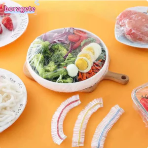 BORAGETE 100 Chiếc Bao Đựng Thực Phẩm Dùng Một Lần, Bọc Nhựa Trắng Giữ Tươi, Gling Cover Co Giãn Miệng Túi Nhựa Cho Rau Quả