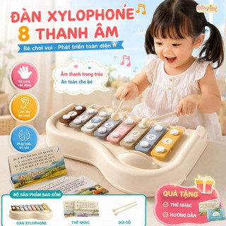 【BabyJoy】Đàn gõ 8 nốt đồ chơi âm nhạc,nhựa ABS an toàn, kèm dùi gõ và thẻ nhạc,Bồi dưỡng tài năng âm nhạc