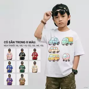 Áo thun bé trai in hình cute, thời trang, thấm hút mồ hôi, mềm mại, size 90-150, cho bé từ 2-12 tuổi