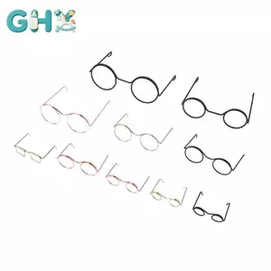 GHX 5 Chiếc Kính Mắt Thu Nhỏ Kim Loại Khung Tròn Kính Mắt Không Ống Kính Đồ Chơi Retro Búp Bê Kính DIY Búp Bê Mặc Phụ Kiện Kính Mắt VN
