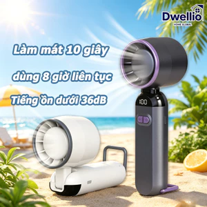Quạt tích điện mini màn hình LED, sạc nhanh, gió siêu mạnh, di động