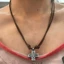 Vòng cổ mặt dây chuyền chéo BRBRAA, Vòng cổ da dây đơn giản thủ công thủ công, Vòng cổ chéo bện bằng hợp kim thời trang Quà tặng
