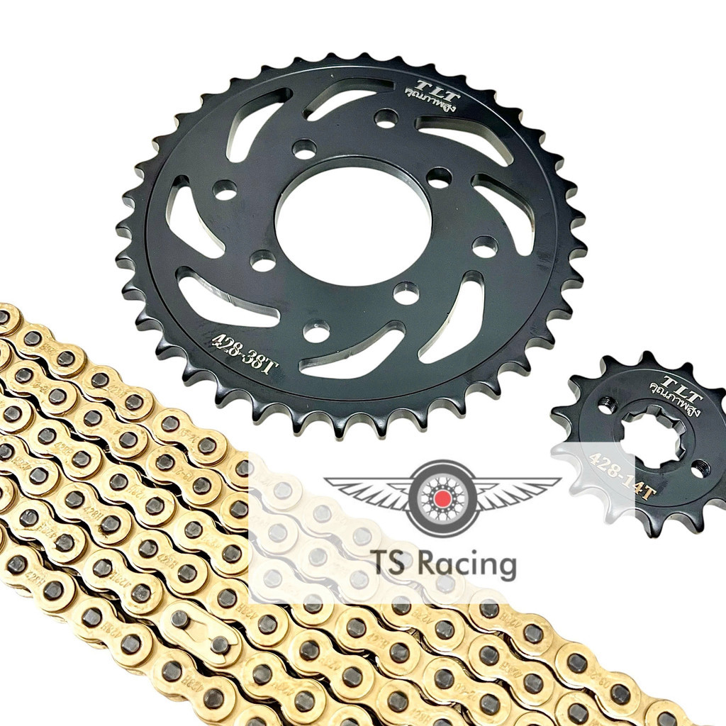Bộ nhông sên đĩa NSD xích sên TLT thái lan raider fi - satria fi (Black 428H mạ đồng 14-38-126L)