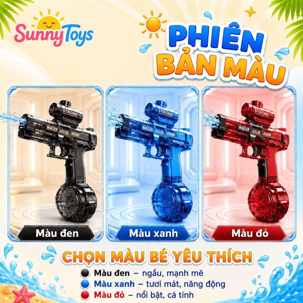 Đồ Chơi Phun Nước Điện T60 SunnyToys - Tự Động Phun Nước, Bình Chứa Lớn Cho Bé Chơi Ngoài Trời