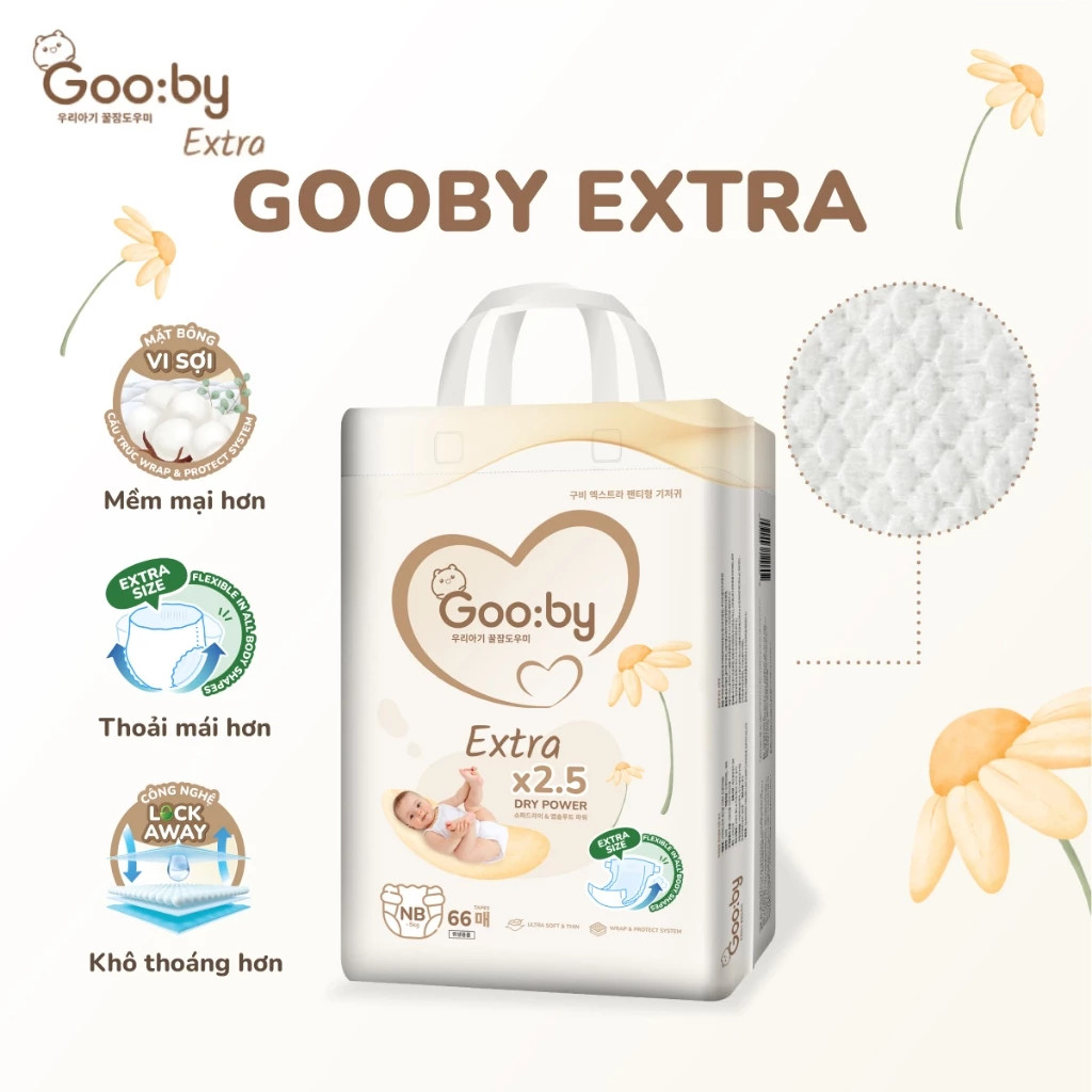 (Combo quà) 2 Bịch Tã/bỉm Gooby Extra mềm mại, chống tràn, siêu thấm hút đủ size cho bé 4-30KG