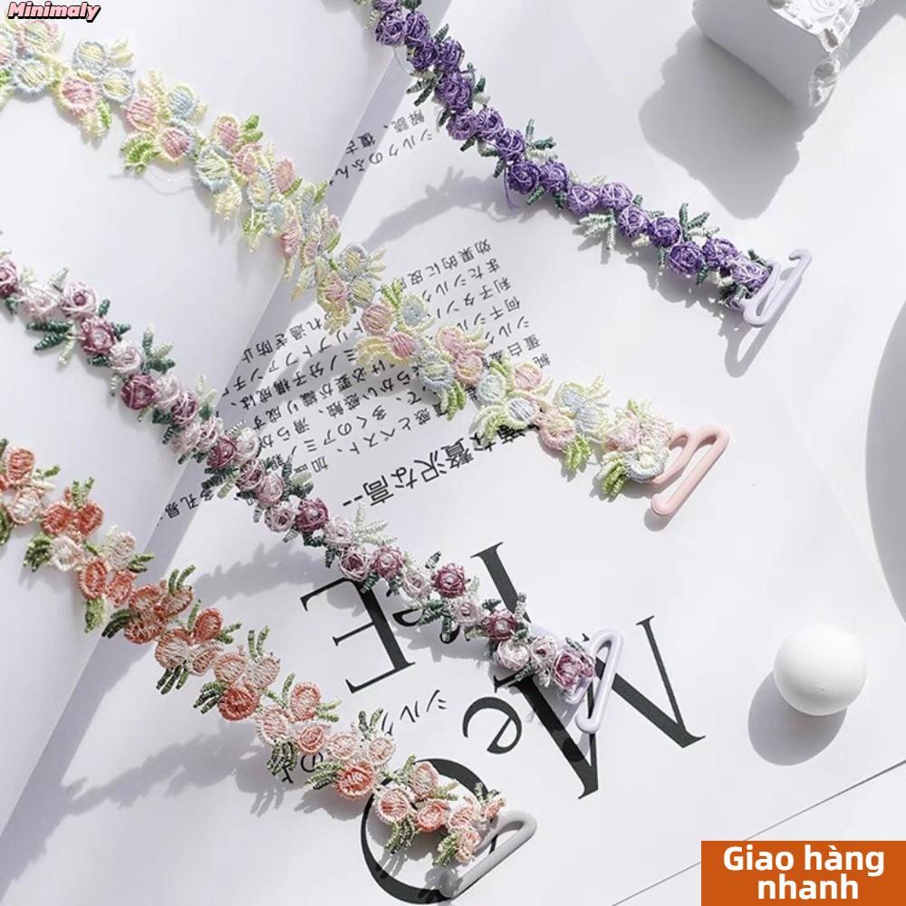 Dây đeo áo ngực hoa MINIMALY, Dây đeo vai đàn hồi chống trượt, Dây đeo vai hoa Polyester có thể điều chỉnh Váy dự tiệc cưới