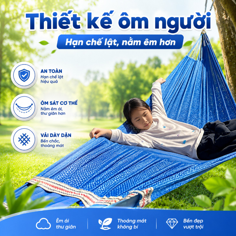 Võng Lưới Xếp Du Lịch Dã Ngoại Cán Thép – Lưới Võng Gấp Gọn, Không Dãn, Chịu Tải 250kg, Nhanh Khô