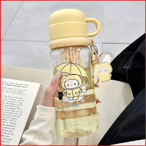 ST2 Dung Tích Lớn HELLO KITTY Cốc Nước Dành Cho Học Sinh Di Động Thể Thao Ngoài Trời Chịu Nhiệt Ống Hút TS2