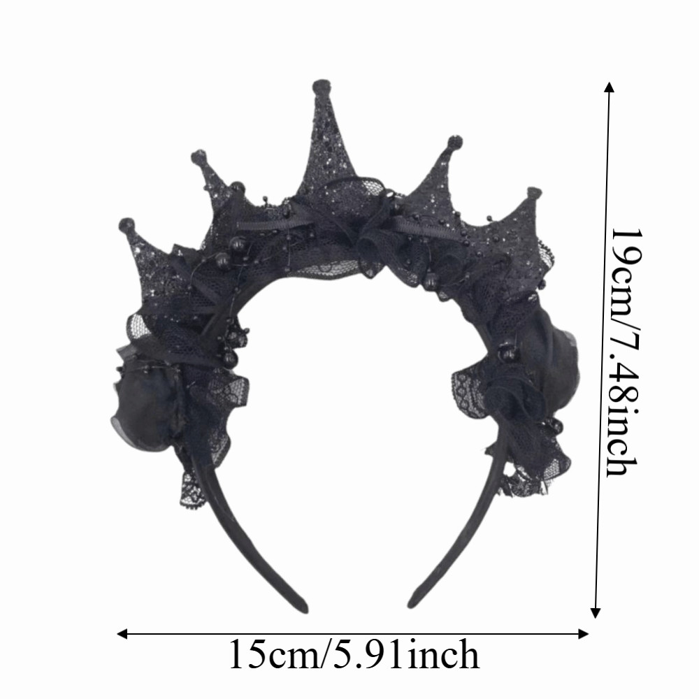 Mũ đội đầu màu đen dành cho nữ SENRTY, Vương miện ren hoa hồng màu đen thanh lịch Gothic, Phong cách đen tối thời trang DIY Thoải mái Halloween Hair Hoop Lễ kỷ niệm sinh nhật