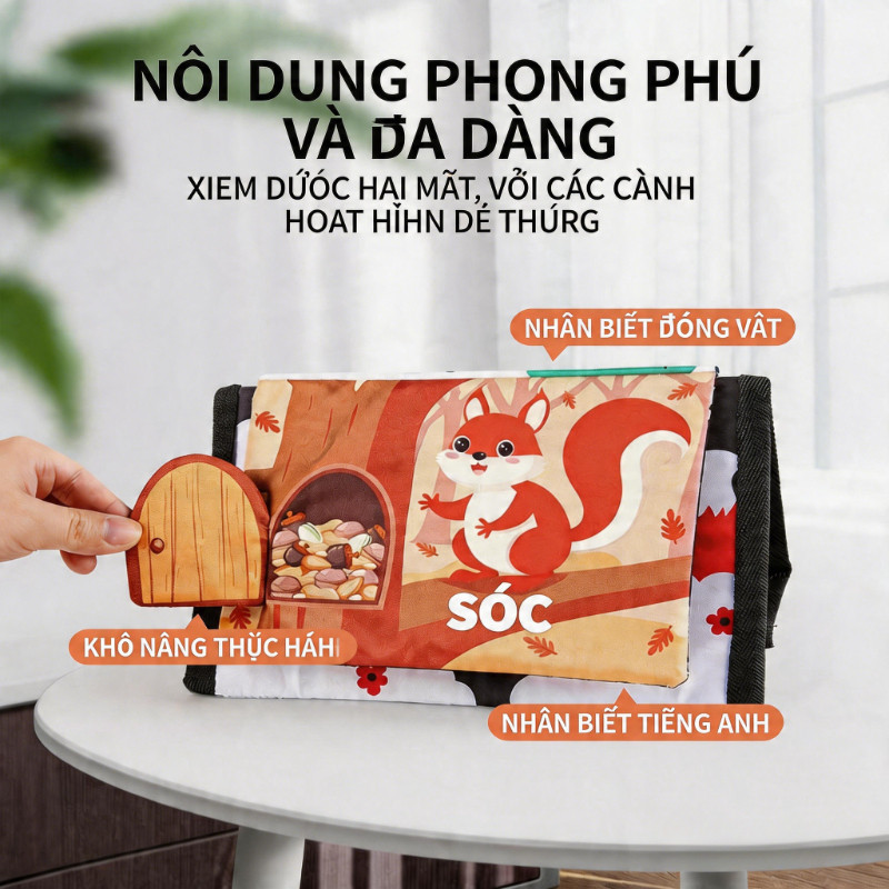 Sách Vải Hỗ Trợ Tập Lẫy,Phát Triển Đa Giác Quan, An Toàn Cho Trẻ,Quà Tặng Cho Giáo Dục Mầm Non