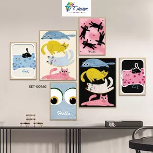 Bộ 6 Tranh Dán Tường Dễ Thương Trang Trí Phòng Bé, Phòng Ngủ và Góc Học Tập – T.Design